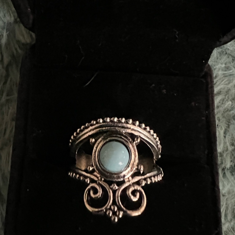 Women’s Stainless Steel Silver Faux Turquoise Ring Size 7